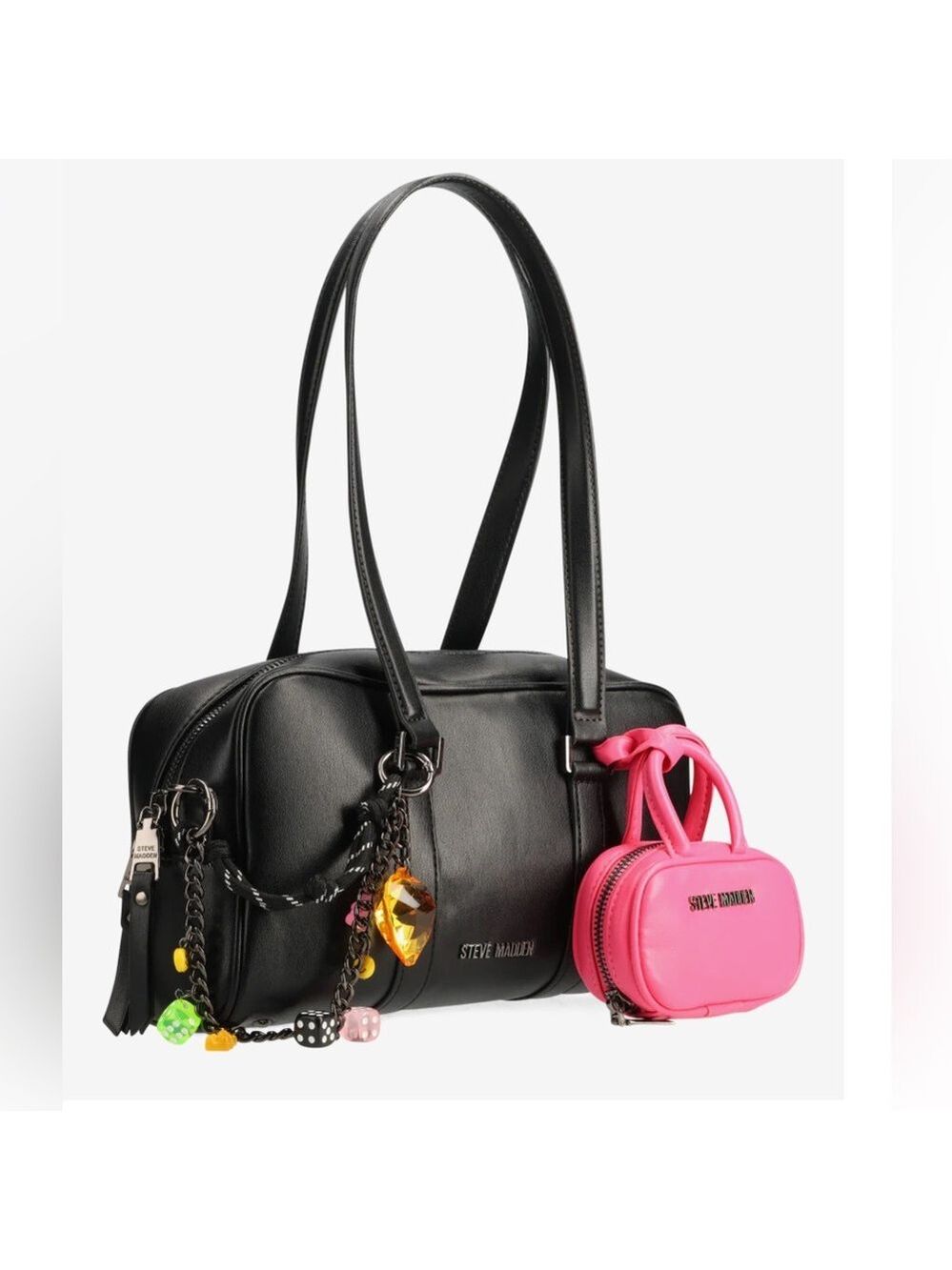 Steve Madden Bharlan Black Pink Shoulder Bag New - Picture 2 of 7